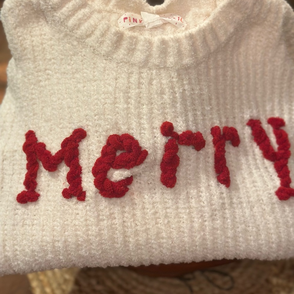 Home embroidered kids holiday sweater. Size small, 7/8